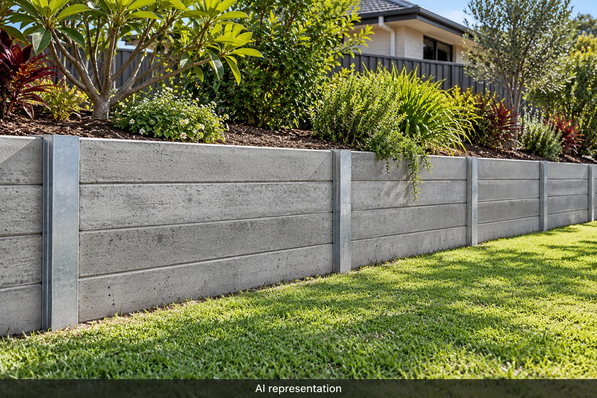 AI representation of concrete sleepers with steel posts in a garden