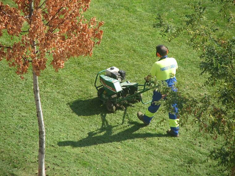 Aeration equipment used to open the lawn surface.